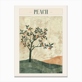 Peach Tree Minimal Japandi Illustration 3 Poster Canvas Print