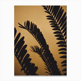 Golden Shaded Palm Leaves Canvas Print