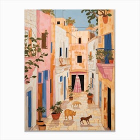 Hammamet Tunisia 3 Vintage Pink Travel Illustration Canvas Print