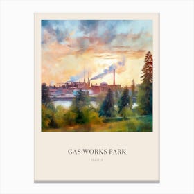 Gas Works Park Seattle Vintage Cezanne Inspired Poster Canvas Print