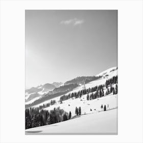 Mayrhofen, Austria Black And White Skiing Poster Canvas Print