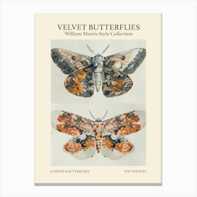 Velvet Butterflies Collection Luminous Butterflies William Morris Style 10 Canvas Print