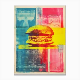Retro Burger Risograph Inspired 2 Canvas Print