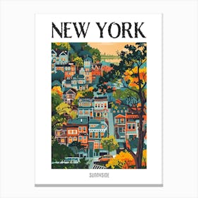 Sunnyside New York Colourful Silkscreen Illustration 3 Poster Canvas Print