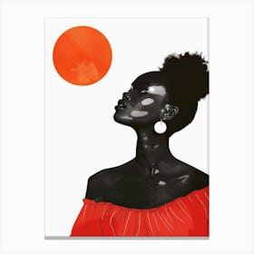 Black Woman With Orange Ball Canvas Print