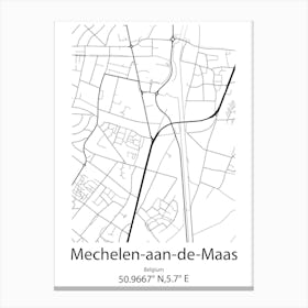 Mechelen Aan De Maas,Belgium Minimalist Map Canvas Print