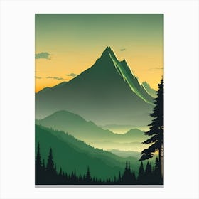 Misty Mountains Vertical Composition In Green Tone 192 Canvas Print
