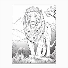 The Pride Lands (The Lion King) Fantasy Inspired Line Art 2 Canvas Print
