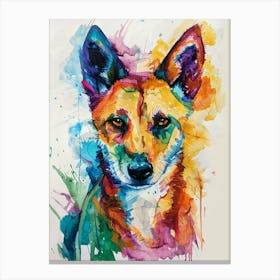 Dingo Colourful Watercolour 3 Canvas Print