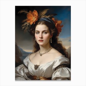 Elegant Classic Woman Portrait Painting (33) Canvas Print