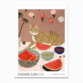 Foodie Cats Co Cat And Watermelon 2 Canvas Print