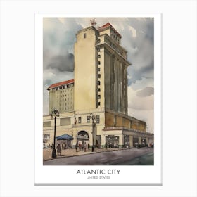 Atlantic City 4 Watercolour Travel Poster Canvas Print