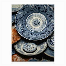 Blue And White Plates 1 Canvas Print