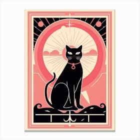 The Sun Tarot Card, Black Cat In Pink 3 Canvas Print