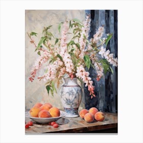 Wisteria Flower And Peaches Still Life Painting 1 Dreamy Canvas Print