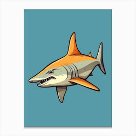 A Great Hammerhead Shark In A Vintage Cartoon Style 4 Canvas Print