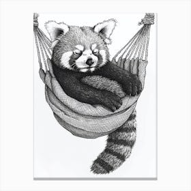 Red Panda Napping In A Hammock Ink Illustration 3 Canvas Print