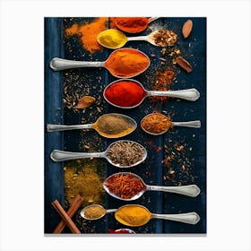 Spices In Spoons Canvas Print