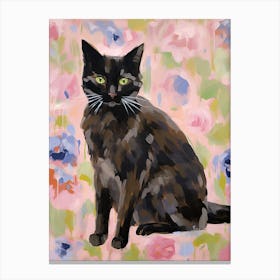 A Black Cat Painting, Impressionist Painting 3 Canvas Print