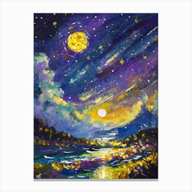 Moonlight Over The River 1 Canvas Print