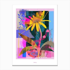 Daisy 3 Neon Flower Collage Poster Canvas Print