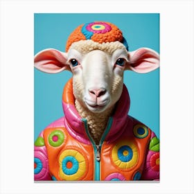 Anthropomorphic Colorful Sheep in a Jacket Canvas Print