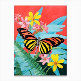 Pop Art Zebra Longwing Butterfly  1 Canvas Print