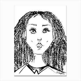 Portrait Of A Black Woman Ink Art Print Canvas Print