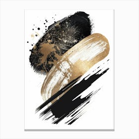 Gold And Black Brushstrokes 4 Canvas Print