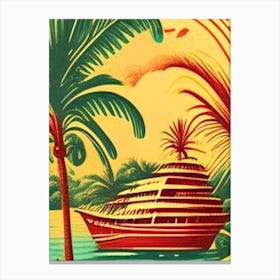 Curaçao Vintage Sketch Tropical Destination Canvas Print
