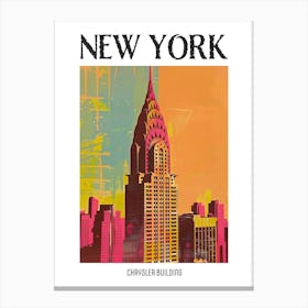 Chrysler Building New York Colourful Silkscreen Illustration 3 Poster Canvas Print