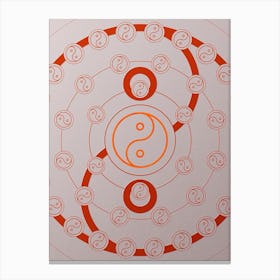 Geometric Abstract Glyph Circle Array in Tomato Red n.0155 Canvas Print