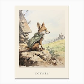 Beatrix Potter Inspired  Animal Watercolour Coyote 1 Canvas Print