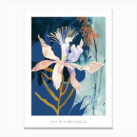 Colourful Flower Illustration Poster Love In A Mist Nigella 4 Canvas Print