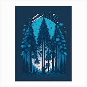 A Fantasy Forest At Night In Blue Theme 8 Canvas Print