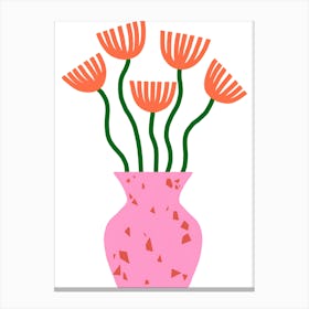 Pink Flowers In A Vase 2 Canvas Print