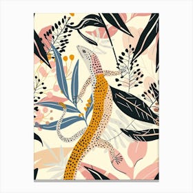 Lizard In The Leaves Modern Abstract Illustration 2 Canvas Print