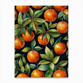 Oranges On A Black Background Canvas Print