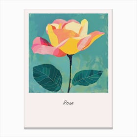 Rose 4 Square Flower Illustration Poster Canvas Print