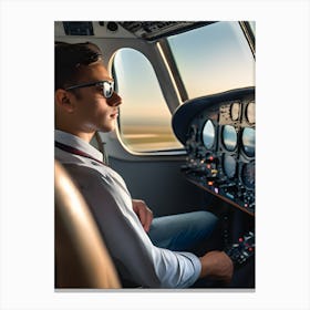 Pilot In Cockpit - Reimagined Canvas Print