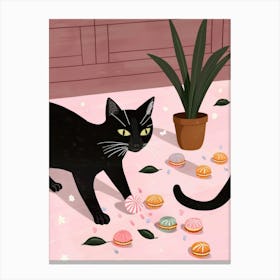 Cat And Macarons 3 Canvas Print