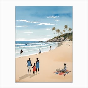 People On The Beach Painting (25) Canvas Print