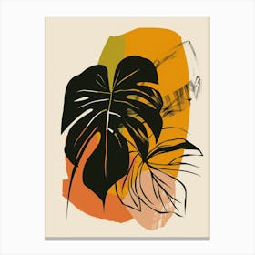 Monstera Plant Minimalist Illustration 3 Canvas Print