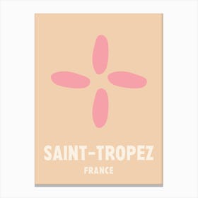 Saint Tropez, France, Graphic Style Poster 2 Canvas Print