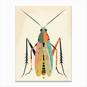Colourful Insect Illustration Cricket 15 Canvas Print
