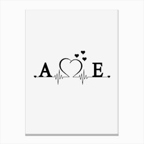 Personalized Couple Name Initial A And E Canvas Print