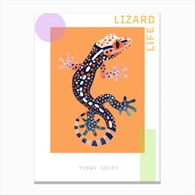 Coral Tokay Gecko Abstract Modern Illustration 3 Poster Canvas Print