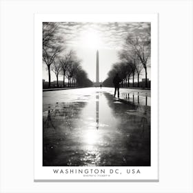 Poster Of Washington Dc, Usa, Black And White Analogue Photograph 3 Canvas Print