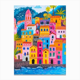 Kitsch Sicily Coastline 1 Canvas Print