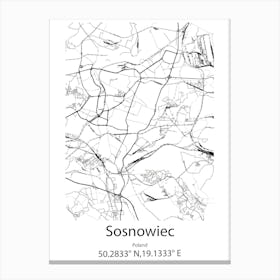 Sosnowiec,Poland Minimalist Map Canvas Print